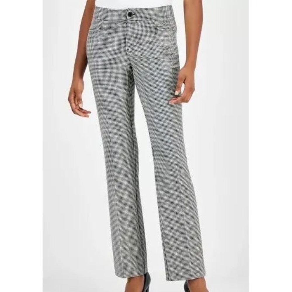 Anne Klein Houndstooth Worsted Wool Blend Dress Pants Black White Size 14